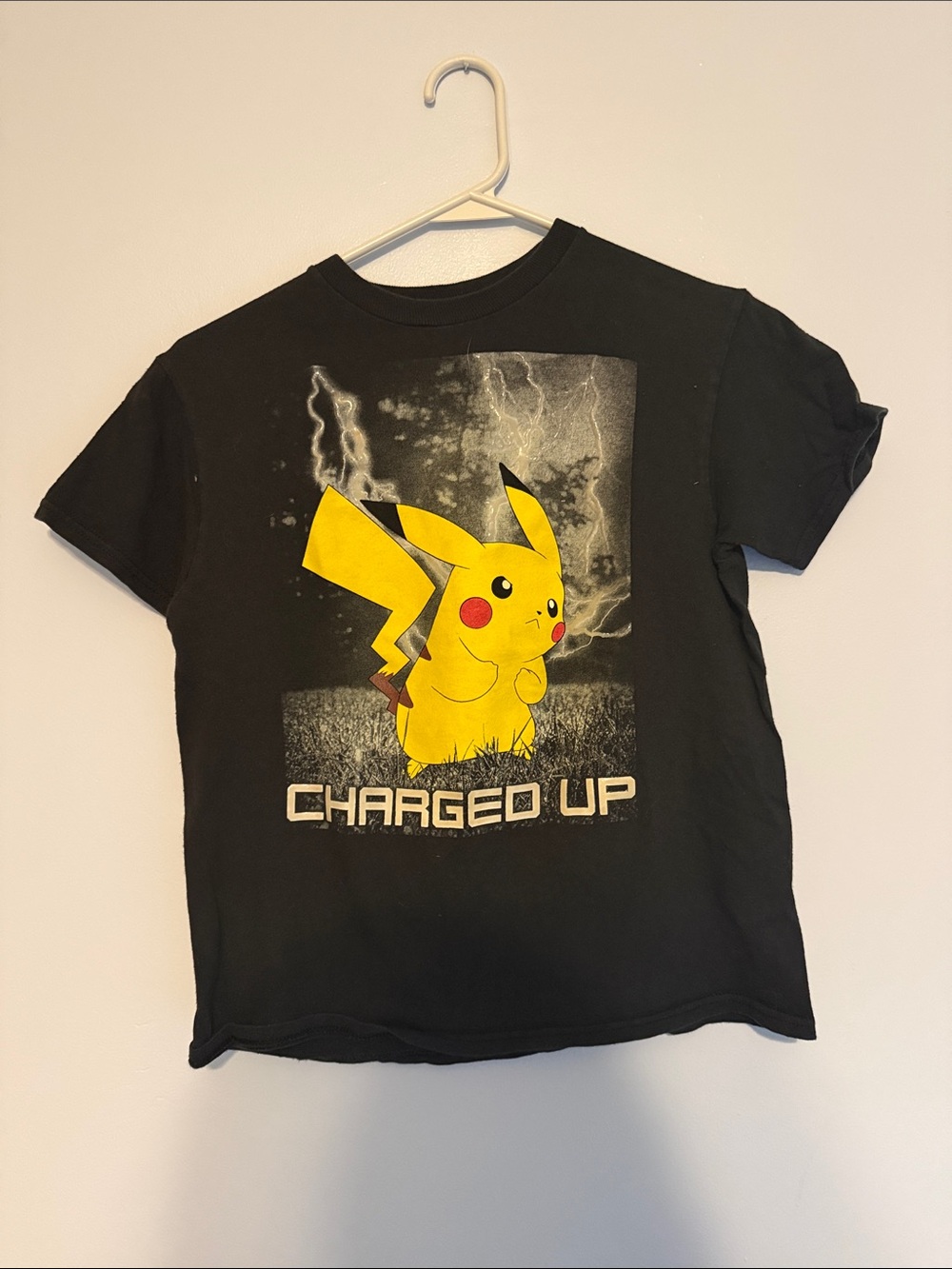 Pokemon Black Tee with Yellow Pikachu Graphic